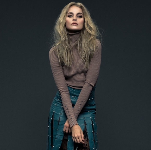 Beige Turtle Neck Dress - Picture 2 of 2